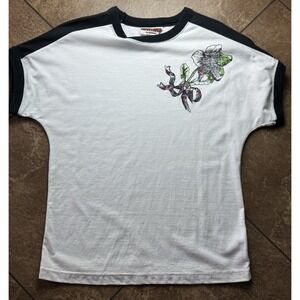 Vintage 80's Additions By Ronnie White T-shirt Black Raglan Floral Graphic SS